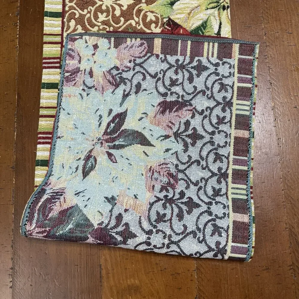 Christmas Poinsettias Tapestry Table Runner Holiday
